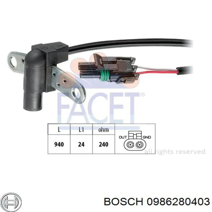 Датчик коленвала 0986280403 Bosch