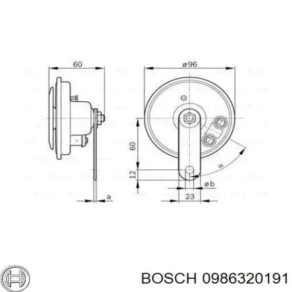 0 986 320 191 Bosch сигнал звуковой (клаксон)