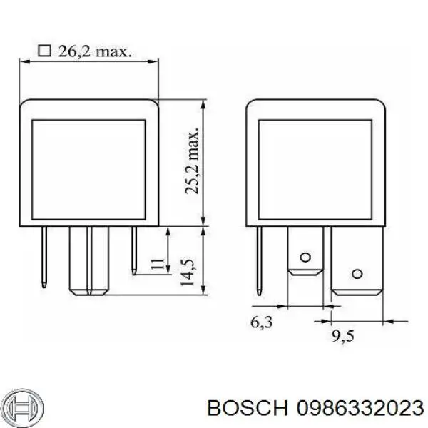 Relé eléctrico multifuncional 0986332023 Bosch