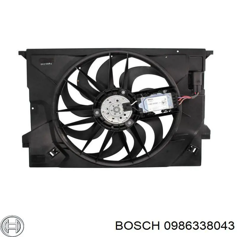 Диффузор радиатора охлаждения, в сборе с мотором и крыльчаткой Bosch 0986338043