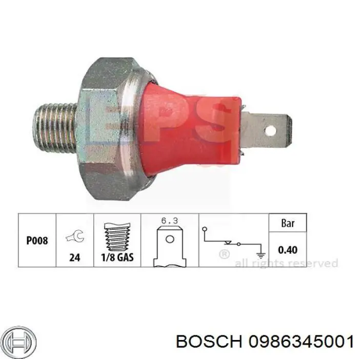 Датчик давления масла 0986345001 Bosch