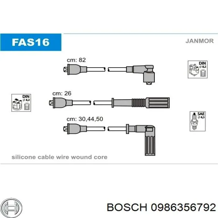 Провода зажигания Bosch 0986356792 цена, от 15.52 USD