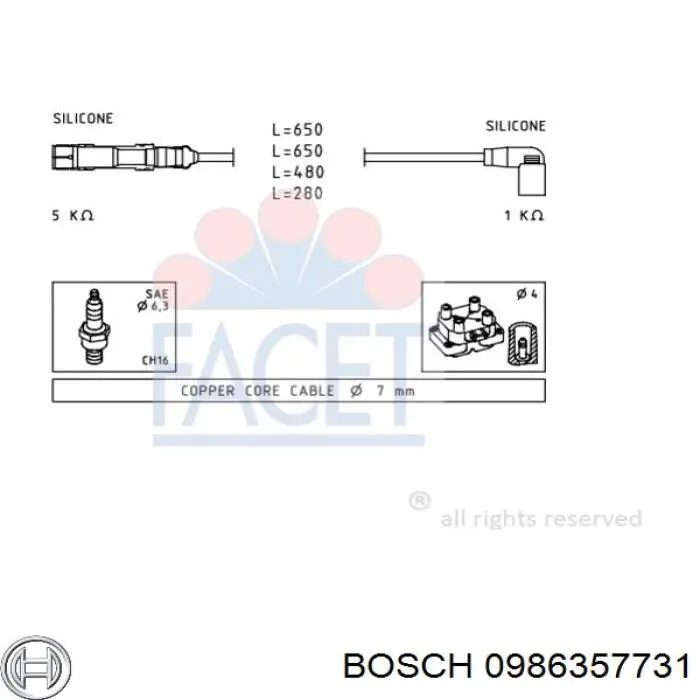 Провода зажигания Bosch 0986357731 цена, от 33.50 USD