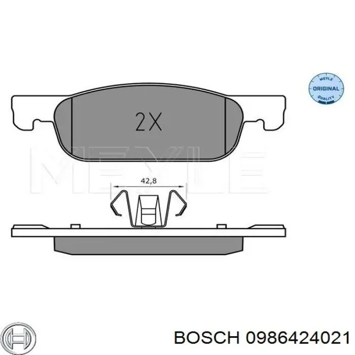 Передние тормозные колодки 0986424021 Bosch