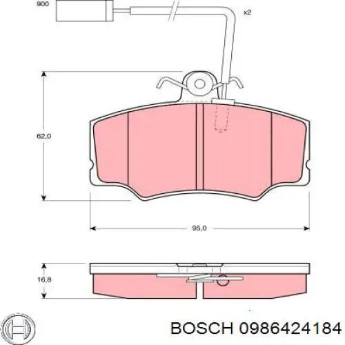Передние тормозные колодки 0986424184 Bosch