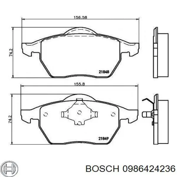 0986424236 Bosch колодки тормозные передние дисковые