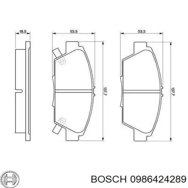 0986424289 Bosch колодки тормозные передние дисковые