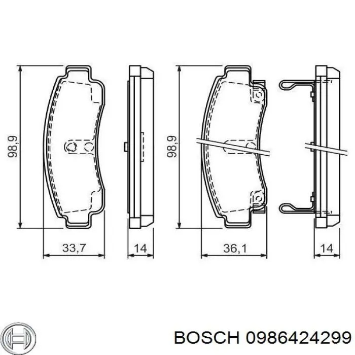 Колодки тормозные задние дисковые Bosch 0986424299