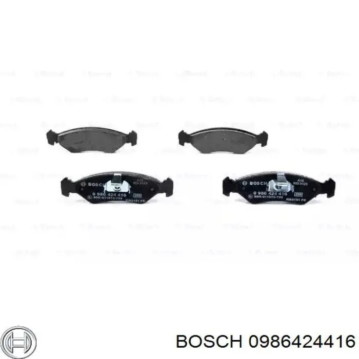 0986424416 Bosch колодки тормозные передние дисковые