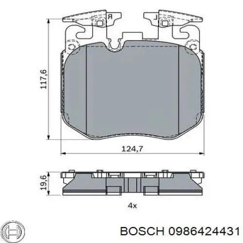 0986424431 Bosch sapatas do freio dianteiras de disco