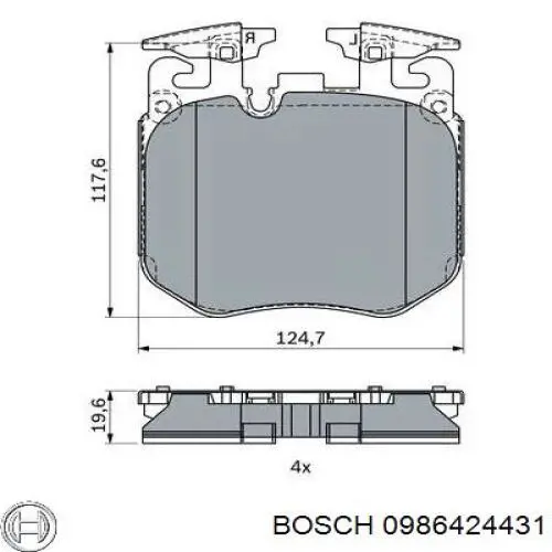 Передние тормозные колодки 0986424431 Bosch