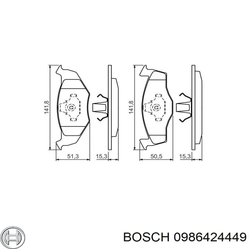 Колодки гальмівні передні, дискові 0986424449 Bosch