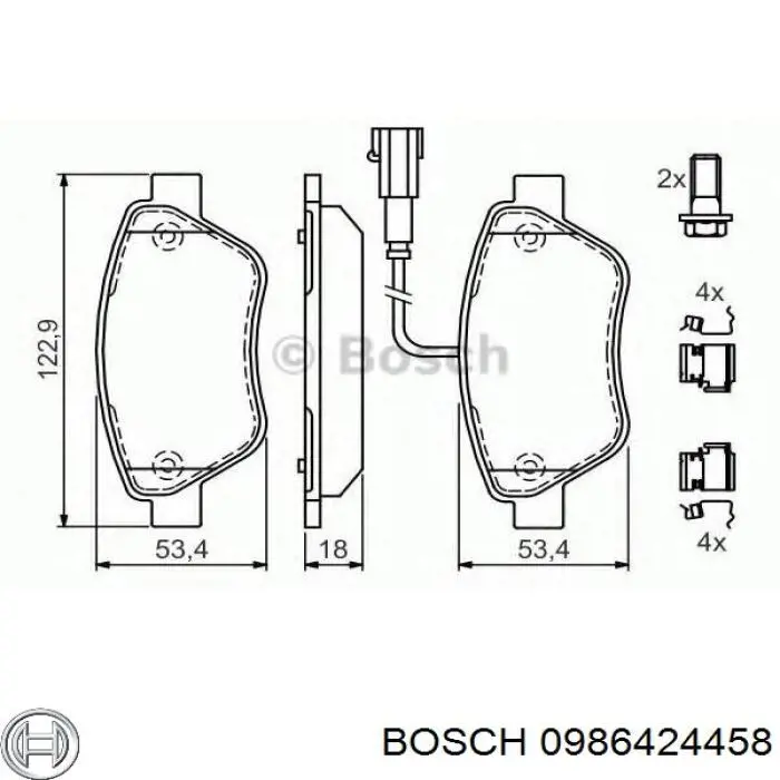 Передние тормозные колодки 0986424458 Bosch