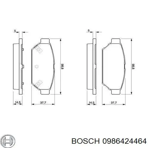 0986424464 Bosch колодки тормозные задние дисковые
