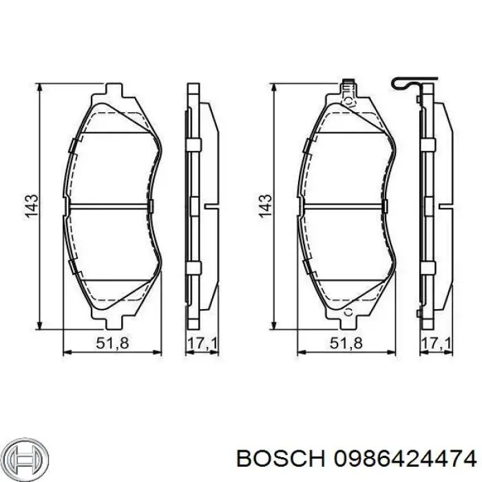 Колодки гальмівні передні, дискові 0986424474 Bosch