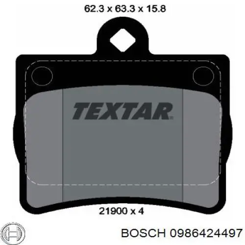 Купить 0986424497 Bosch Колодки тормозные задние, дисковые