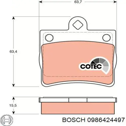 0986424497 Bosch Колодки тормозные дисковые комплект