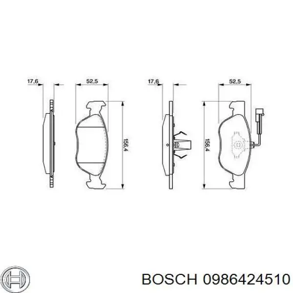 0 986 424 510 Bosch колодки тормозные передние дисковые