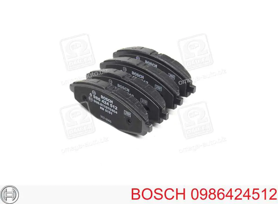 Передние тормозные колодки 0986424512 Bosch