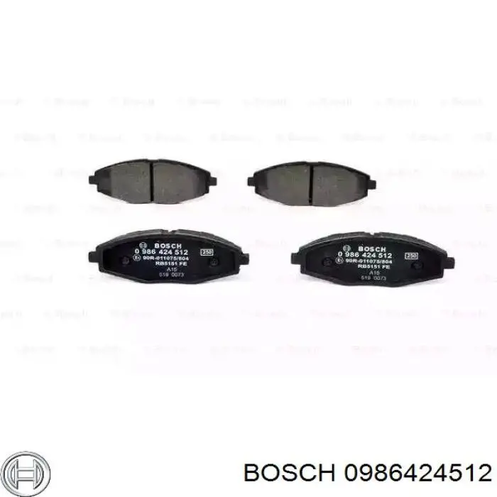 Колодки гальмівні передні, дискові 0986424512 Bosch