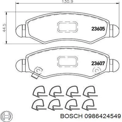 Передние тормозные колодки 0986424549 Bosch