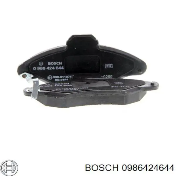 0 986 424 644 Bosch колодки тормозные передние дисковые