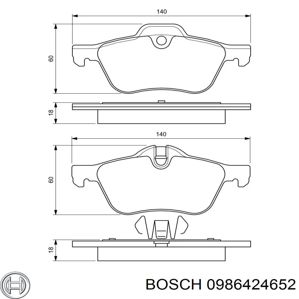 Передние тормозные колодки 0986424652 Bosch