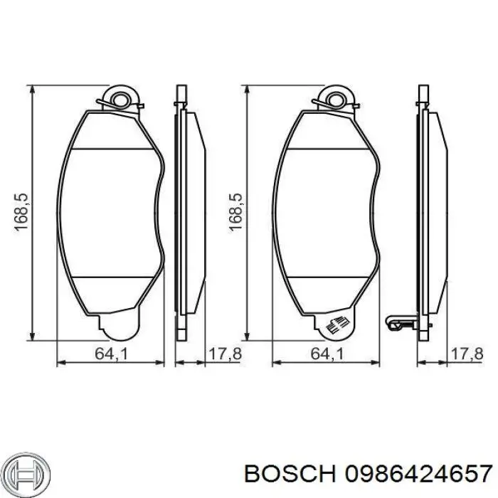Купить 0986424657 Bosch Колодки тормозные