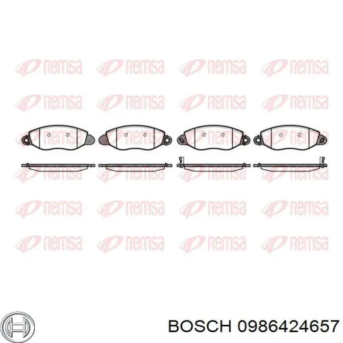 Передние тормозные колодки 0986424657 Bosch