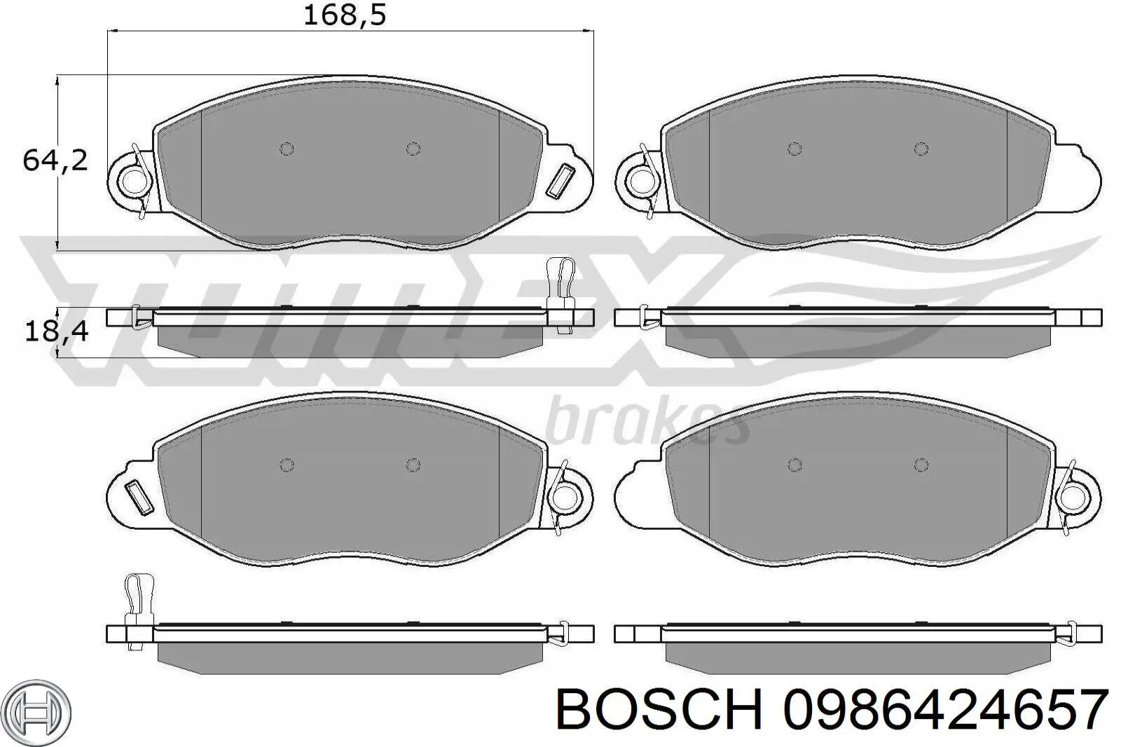 Тормозные колодки Bosch 0986424657