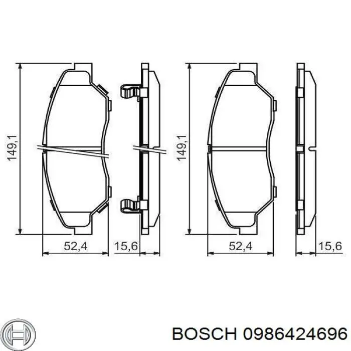 0986424696 Bosch колодки тормозные передние дисковые