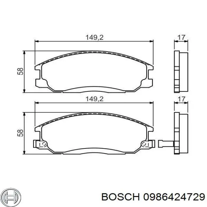 Тормозные колодки Bosch 0986424729