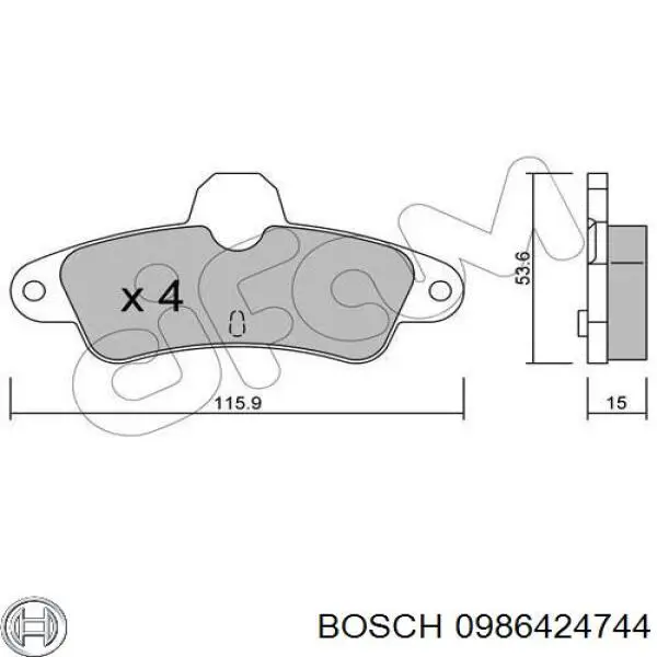 0986424744 Bosch колодки тормозные задние дисковые
