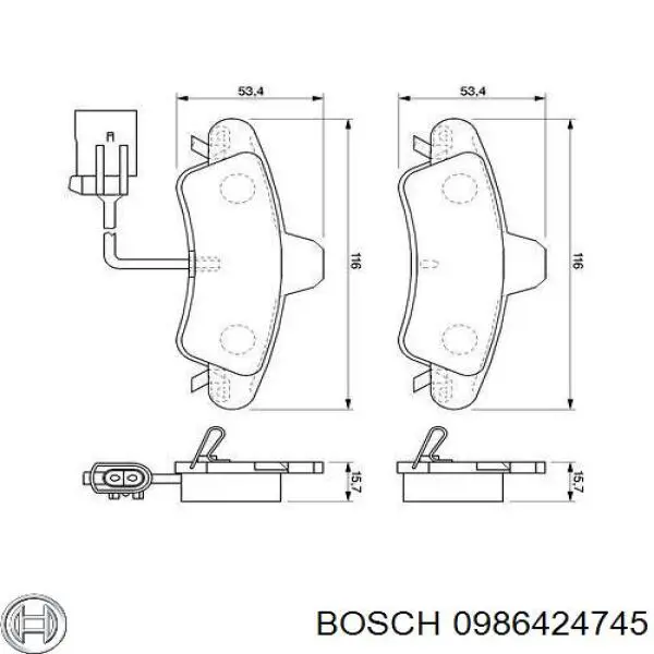 Задние тормозные колодки 0986424745 Bosch