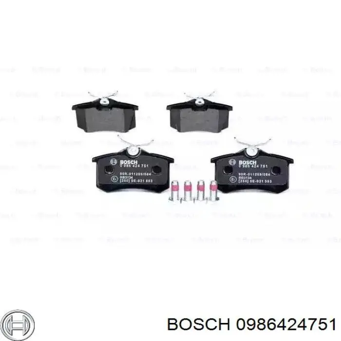 0986424751 Bosch колодки тормозные задние дисковые