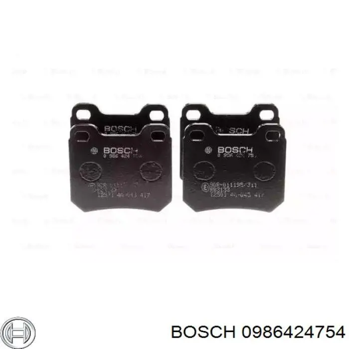 0986424754 Bosch колодки тормозные задние дисковые