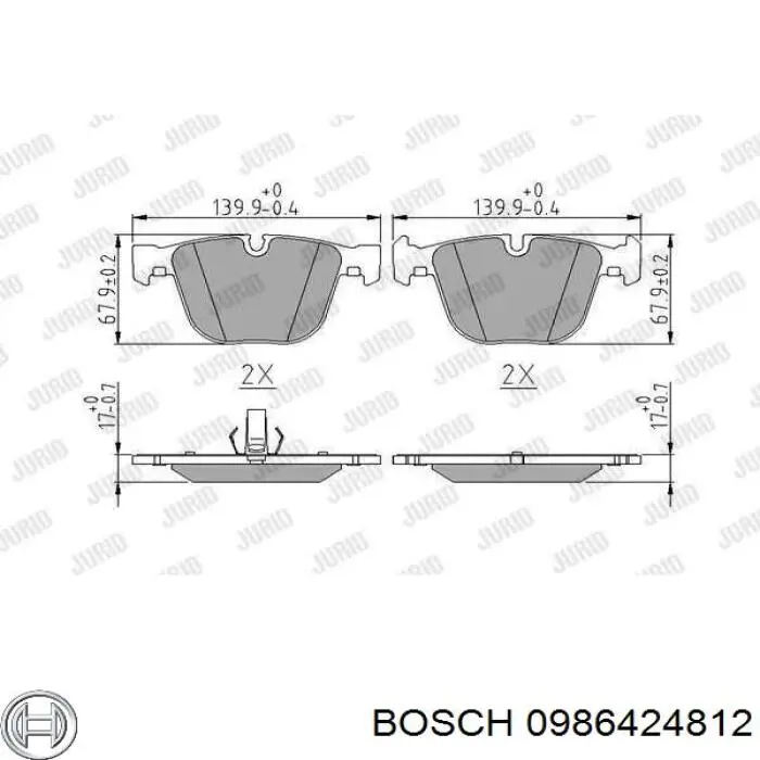 Задние дисковые колодки Bosch 0986424812
