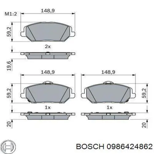 Передние тормозные колодки 0986424862 Bosch