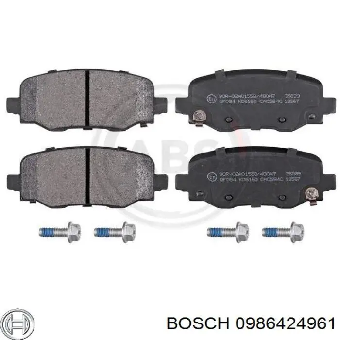 0986424961 Bosch sapatas do freio traseiras de disco