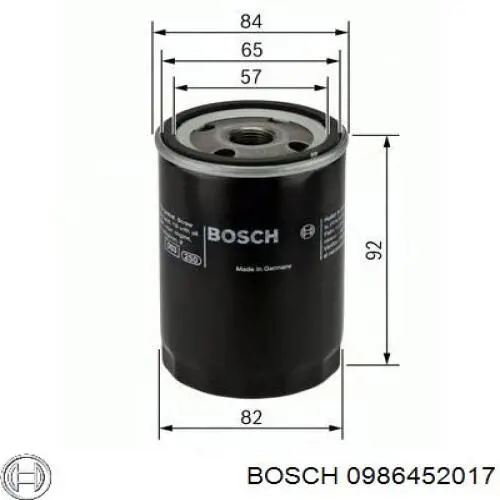 Filtro de aceite 0986452017 Bosch