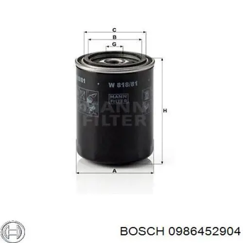 Масляный фильтр 0986452904 Bosch