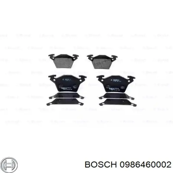 0 986 460 002 Bosch колодки тормозные задние дисковые