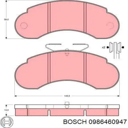 Передние тормозные колодки 0986460947 Bosch