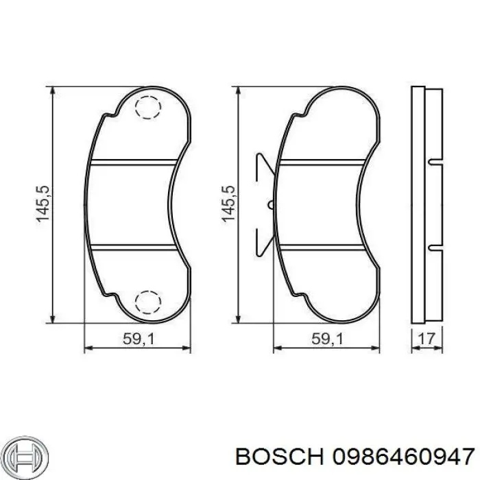 Pastillas delanteras 0986460947 Bosch