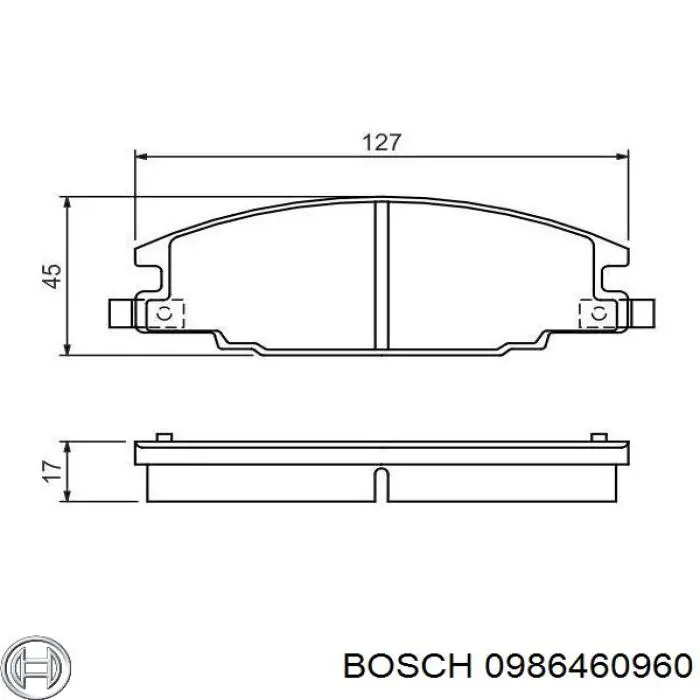 0986460960 Bosch колодки тормозные передние дисковые
