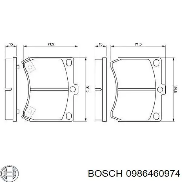 Передние тормозные колодки 0986460974 Bosch