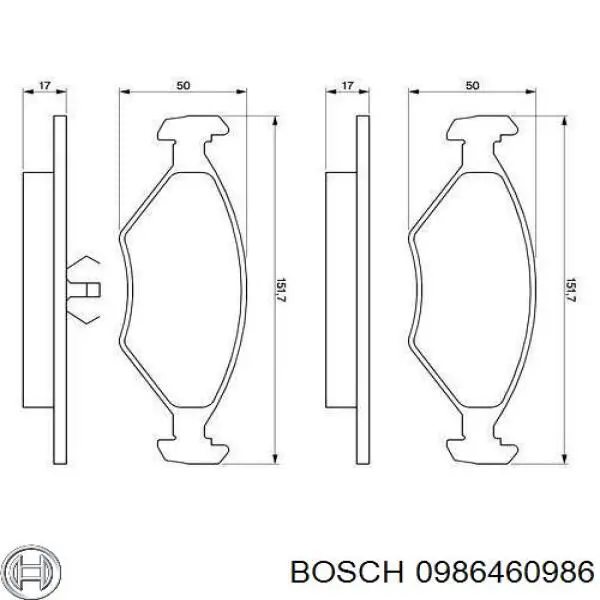 Передние тормозные колодки 0986460986 Bosch