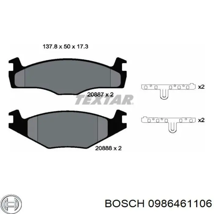 0986461106 Bosch колодки тормозные передние дисковые