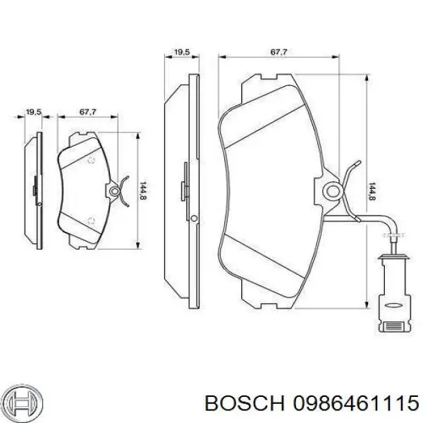 0986461115 Bosch колодки тормозные передние дисковые