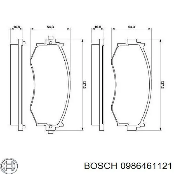 0986461121 Bosch колодки тормозные передние дисковые